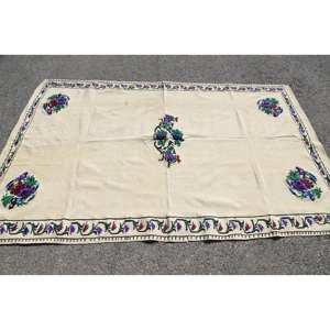 Alfombra turca Vintage de retazos Beige tradicional de 5x8 pies estilo Tabriz respaldo de látex de lana rectangular respetuoso con el medio ambiente - Product Image 3