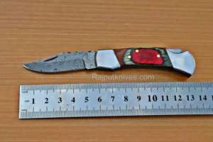 Mini cuchillo plegable de bolsillo de acero de Damasco Tarifas al por mayor para minoristas - Product Image 2