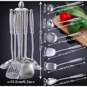 Elegante juego de servir comida con mango gris, cubiertos, cubiertos de acero inoxidable con espejo, cuchara, cubiertos de Pasta para mesa de comedor - Product Image 2