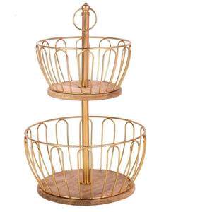 Canasta de Frutas de Metal de Calidad Superior, Curvada a Mano, Decorativa, Plateada, de Alambre Metálico, Profunda, para Almacenamiento de Frutas, con Soporte - Product Image 4