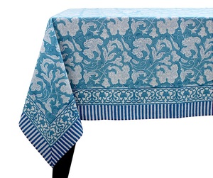 Mantel de algodón hecho a mano con flores indias azules mágicas turcas, juego de lino estampado con bloques de mano, Regalo para mamá, todos los tamaños disponibles - Product Image 2