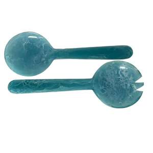 Juego de cubiertos de resina artística con asas doradas brillantes, ideal para cenas en casa con clase y uso en restaurantes - Product Image 3