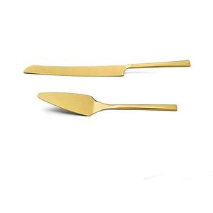 High Quality Stainless Steel Cake Serving Set with Amazing Matte Color Thick <b>Long</b> Handle Spatula and Decorative <b>Knife</b> - Product Image 2
