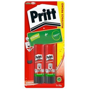 Lot de bâtons de colle Pritt 2x22g (44g) – Colle froide non toxique à viscosité moyenne, à base d'amidon, action rapide 1-5min, blanc original 0207532 - Product Image 1