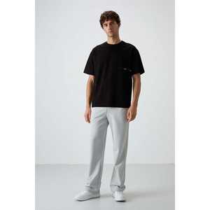 เสื้อยืดพิมพ์ลายทรงโอเวอร์ไซส์สำหรับผู้ชาย-สีดำ ผ้าคอตตอนเจอร์ซีย์เนื้อหนา 100% คอตตอน 88370 - Product Image 5