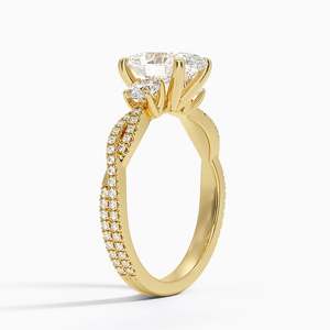 Anillo de Diamantes de Corte Ovalado con Tres Piedras, Diseño de Enredadera Dorada con Piedras Laterales Redondas, Joyería de Compromiso de Lujo para Mujer, Regalos de Novia - Product Image 2