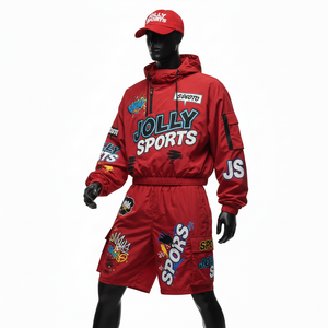 Conjunto de Pantalones Cortos Cortavientos de Poliéster Premium, Tejido Ligero Resistente al Agua, Conjunto de Pantalones Cortos Cortavientos con Estampado Personalizado para Hombre - Product Image 4