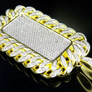 เครื่องประดับ krishnam จี้บาร์โค้ดสุดเสน่ห์ประดับเพชรสีเบลอสไตล์ฮิปฮอปเครื่องประดับแฟชั่นใช้ได้ทั้งชายและหญิง - Product Image 1