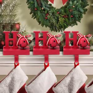 Santa Workshop Christmas Stocking Holder Soporte de gancho de metal Chimenea Mantel Decor Elf Reno Copo de nieve Holiday Display - Product Image 1