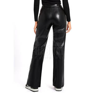 กางเกงหนังผู้หญิงคุณภาพสูง สีดำ หนังนุ่ม เหมาะสำหรับชุดลำลอง กางเกงหนังผู้หญิง - Product Image 2