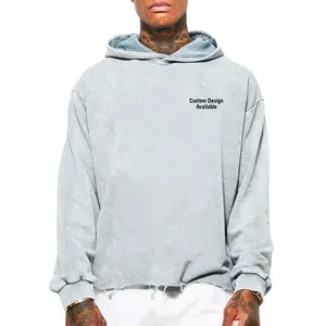 Sweat à capuche lavé à l'acide personnalisé de luxe Sweats à capuche à épaules tombantes pour homme 100% coton surdimensionné Sweat à capuche délavé lourd de haute qualité - Product Image 1