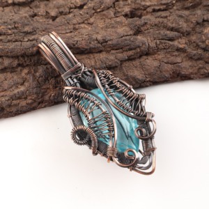Sky Blue Topaz Ocean Blue Teardrop Pear Cut Gemstone <b>Copper</b> Wire Wrapped Fashion Pendant Oxidized Silver Daily Wear Gift Today - Product Image 3