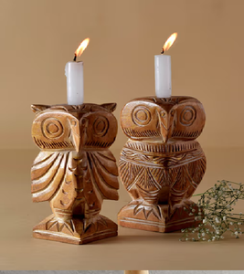 Bougeoirs en bois aux tons clairs élégants avec des accents de perles, profil haut et élancé, aux prix de gros. - Product Image 6