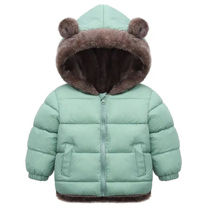 Chaqueta acolchada con capucha amarilla para bebé con orejas de oso, abrigo de invierno cálido con logotipo personalizado para niños pequeños y bebés - Product Image 5