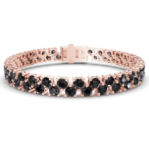 Midnight Black Double Row Round Lab Grown Diamond Tennis Bracelet 3 Ct Tw VS Clarity 112 Diamonds 14K <b>Solid</b> <b>Gold</b> Bold Edge Glow - Product Image 3