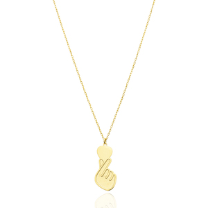 Collar con Colgante de Dedo con Diseño de Corazón, Forma Simple, Hecho a Mano en Turquía, Joyería de Plata de Ley 925 al por Mayor - Product Image 1