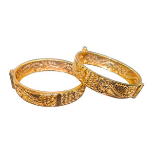 Buy <b>Bangles</b> with 22CT <b>Gold</b> <b>Plated</b> Round Shaped Trendy Designed <b>Bangles</b> Set for Women Fashionable Wear <b>Bangles</b> - Product Image 1