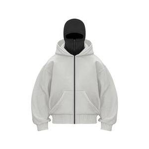 2025 Custom Printed Winter Hoodies Men's Classic Grey 100% Cotton 430gsm Oversized <b>Full</b> <b>Zip</b> Hoodies - Product Image 3