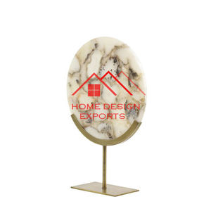 Sculpture en marbre décorative pour le dessus de table, décoration de bureau, forme ronde, sculpture en granit, ton marbre naturel - Product Image 4