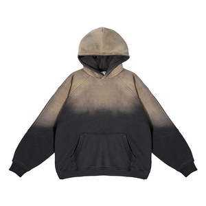 Personalizado de los hombres sudaderas con capucha desgastadas Heavyweight 400gsm Acid Wash Vintage Hoodies Sun Fade Hombres Sudadera con capucha - Product Image 2