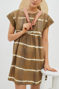 Vestido Mini Boho Chic Teñido a Mano y Teñido Liso para Mujer, Algodón Orgánico, Encaje, Ecológico, Transpirable, Lavable, Hecho en India - Product Image 4