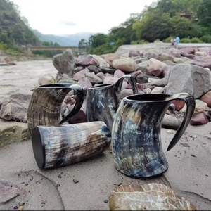 Personalizar tamaño vikingo beber cuerno taza vikingo tazas natural búfalo beber cuerno cerveza beber cuerno original a precio barato - Product Image 1