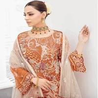 Ramsha Şifon 3 Parça Ağır İşlemeli Dijital Baskılı Kadın Salwar Kameez Parti Kıyafeti Pakistan Tasarımcıları Hint