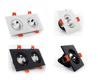 Spot LED moderne 5W GU5.3 noir, double encastré, carré, plafonnier LED en aluminium, utilisation intérieure pour hôtel, bureau