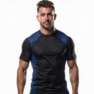 Rashguard athlétique à manches courtes pour homme, respirant, inspiré du métal, renforcé, extensible dans les quatre sens, UPF50+, audacieux, style heavy metal - Product Image 4
