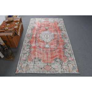5x8.6 ft Vintage Rug, Turkish Large Rug, <b>Red</b> Moroccan <b>Wool</b> Rug - Product Image 1