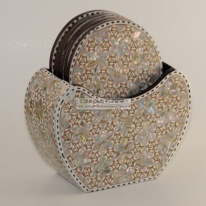 Meilleur cadeau d'incrustation d'os sous-verre floral noir personnalisé ensemble de sous-verre en nacre de qualité supérieure hôtels et restaurants - Product Image 4