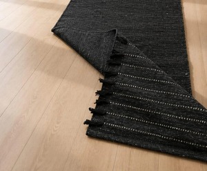 Tapete de Ejercicio de Chenilla Tejida Negra con Base de Goma Antideslizante, Estilo Contemporáneo, para Uso Doméstico, Forma Cuadrada, Delgada, de 0.2 a 0.4 Pulgadas - Product Image 2