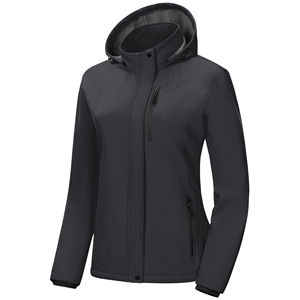 100% Polyester tissu vêtements hiver gros Softshell femmes coupe-vent imperméable respirant à capuche vestes d'extérieur - Product Image 1