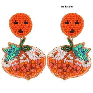 ต่างหูปักลูกปัดดีไซน์หลากสีทำจากลูกปัดแก้ว100เปอร์เซ็นเหมาะสำหรับชุดงานเทศกาล - Product Image 1