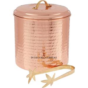 Latest Pattern Arrival Hammered Texture Copper Made Ice Bucket Beverage Tubs <b>Wine</b> Chiller With Stainless Steel Top Lid And Tong - Product Image 2