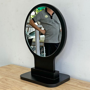 GNG005 Round Black Desktop Makeup <b>Mirror</b> Single-Sided Standing Beauty LED <b>Compact</b> <b>Mirror</b> - Product Image 2