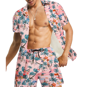 Conjuntos cortos de verano de sublimación de algodón unisex para hombre, venta al por mayor, ropa de calle informal de 2 piezas, patrón impreso de talla grande - Product Image 4