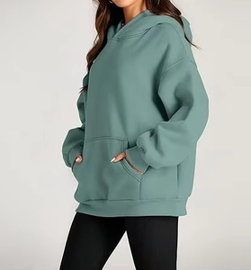 Sudadera con capucha de lana de gran tamaño Vintage para mujer, con hombros descubiertos, estampado personalizado, mezcla de algodón transpirable en la parte delantera, OEM - Product Image 3