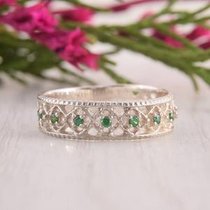 Tendencia 925 plata esterlina cuarzo verde anillo de piedras preciosas joyería hecha a mano plata estilo bohemio anillo joyería mujer regalo para niñas - Product Image 4