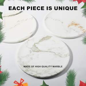 Plateau de service à bijoux en marbre Calacatta à un niveau, rond de 11,8 pouces, pour bureau, comptoir de salle de bain et décoration de cuisine - Product Image 3