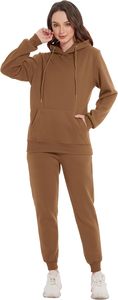Ensemble de survêtement marron à capuche pour homme, couleur unie, en coton, décontracté, sweat-shirt et pantalon à manches longues avec cordon de serrage, idéal pour l'automne - Product Image 3