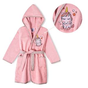 Accappatoio rosa in spugna per bambini con disegni animati, per uso in bagno, taglia 2-4 - Product Image 1