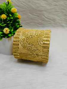24K Gold Plated One Gram Adjustable New Pattern Brass and <b>Copper</b> <b>Bangle</b> Kada for Unisex - Product Image 2