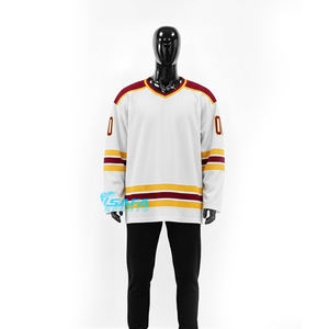 Maillots de hockey sur glace brodés personnalisés, vêtements d'équipe, respirants, 100% polyester, logo par sublimation, uniforme d'entraînement, adulte et enfant - Product Image 2