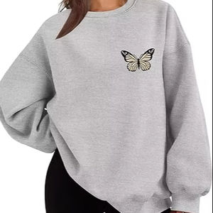 เสื้อสเวตเชิ้ตโอเวอร์ไซส์สำหรับผู้หญิง คอกลม แขนยาว สไตล์ลำลอง ผ้าฟลีซ พิมพ์ลายกราฟิก เสื้อฮู้ดดี้แบบสวม - Product Image 1