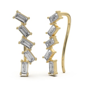 Pendientes de diamantes Baguette de amor en zigzag romántico de oro de lujo de India Moissanite diamantes cultivados en laboratorio y naturales para mujeres - Product Image 1