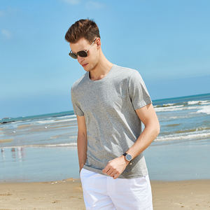 Camiseta con logotipo de serigrafía personalizada de alta calidad Camiseta lisa de algodón 100% mercerizado en blanco para hombres - Product Image 3