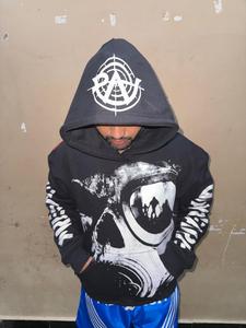 Serigrafía frente espalda manga y capucha gota hombro Unisex sudaderas con capucha peso pesado 500gms Sudadera con capucha de gran tamaño Sudadera con capucha para hombre - Product Image 4