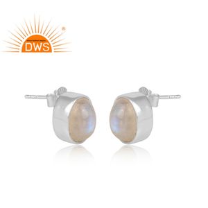 ต่างหูเงินแท้ประดับพลอยมูนสโตนสีรุ้งธรรมชาติ ดีไซน์ทันสมัย สวยงาม เหมาะสำหรับเป็นของขวัญสำหรับผู้หญิง - Product Image 2