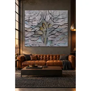 Impresión en lienzo de árbol de manzano en flor de Fida Mondrian en tonos de gris - Product Image 5